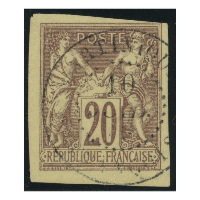 Sage Type II YT 34 - 20 c. brun-lilas - Oblitere cote 12 euro