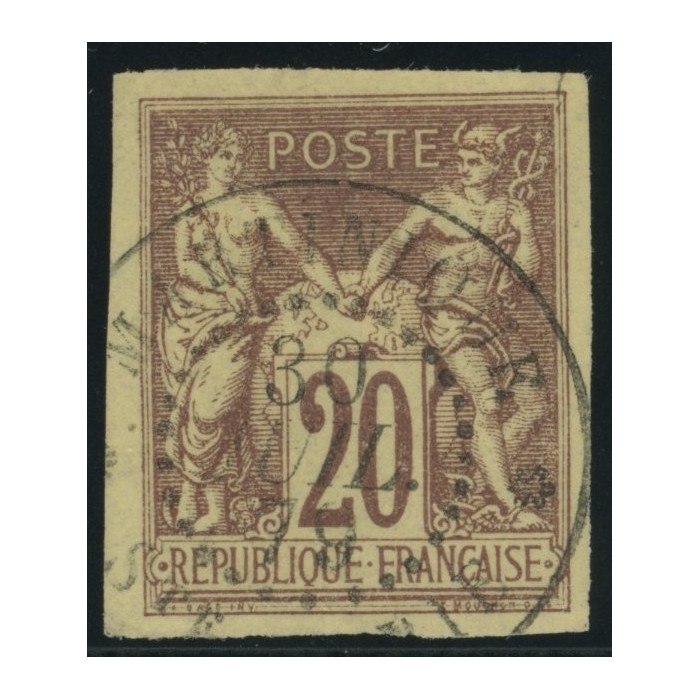 Sage Type II YT 34 - 20 c. brun-lilas - Oblitere cote 12 euro