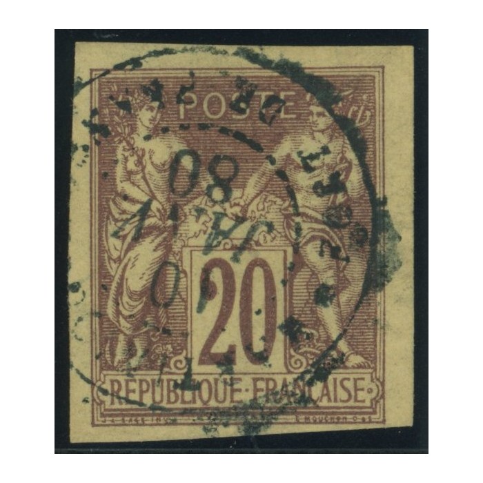 Sage Type II YT 34 - 20 c. brun-lilas - Oblitere cote 12 euro