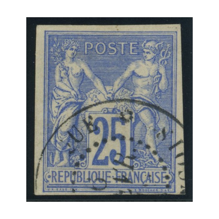 Sage Type III YT 36 - 25 c. outremer - Oblitere cote 12 euro