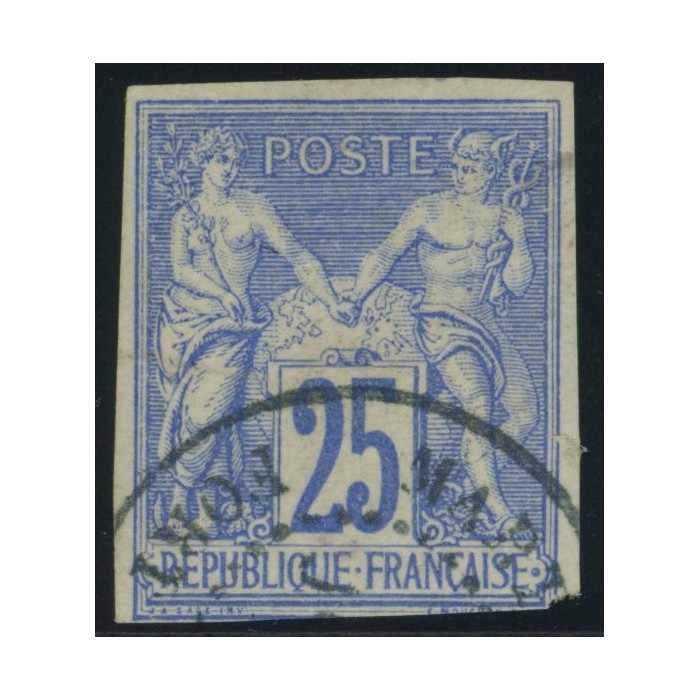 Sage Type III YT 36 - 25 c. outremer - Oblitere cote 12 euro