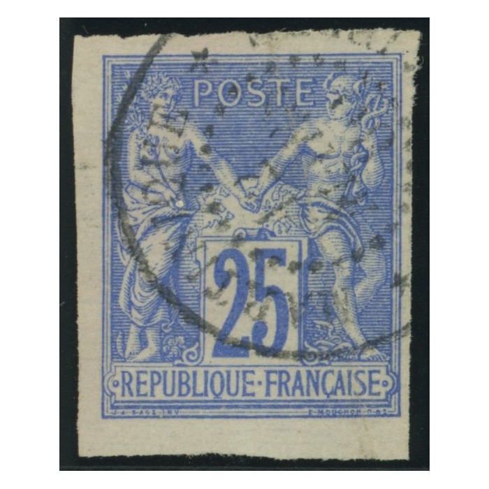 Sage Type III YT 36 - 25 c. outremer - Oblitere cote 12 euro