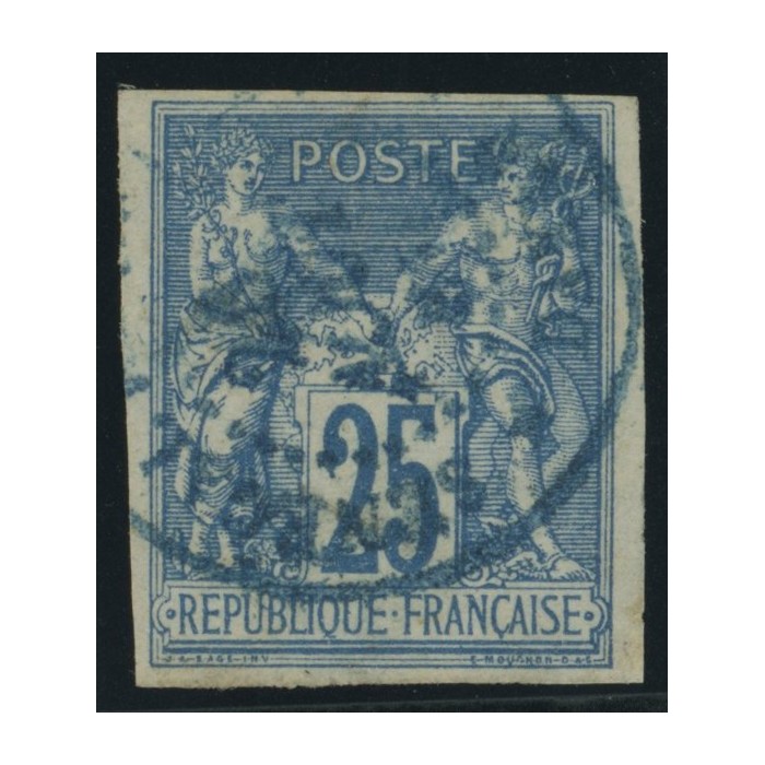 Sage Type III YT 35 - 25 c. bleu - Oblitere cote 230 euro