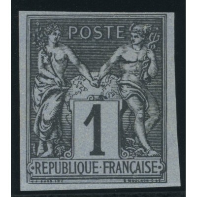 Sage Type II YT 37 - 1 c. noir s. azuré - Neuf x cote 30 euro