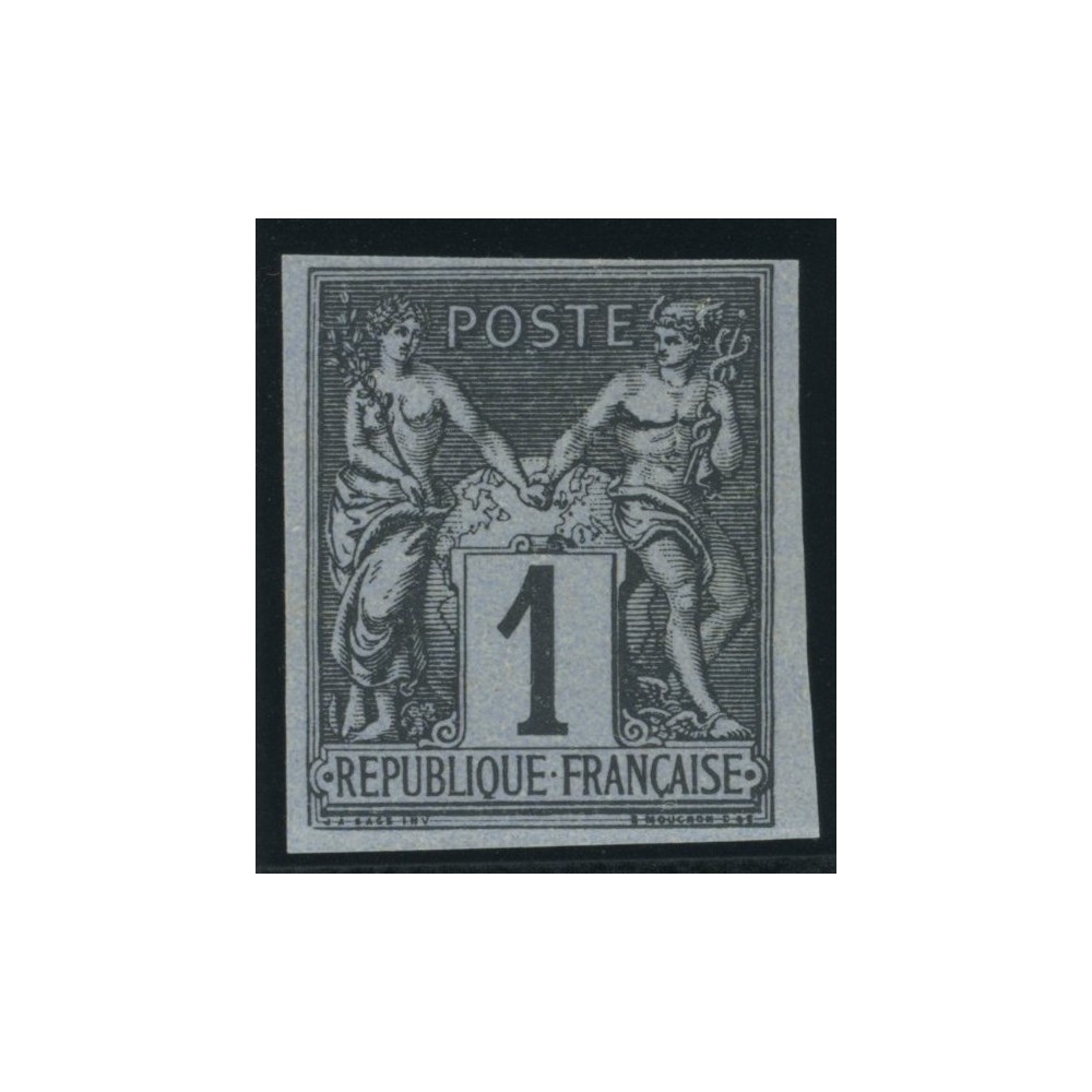 Sage Type II YT 37 - 1 c. noir s. azuré - Neuf x cote 30 euro