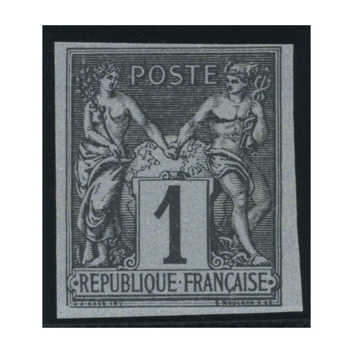 Sage Type II YT 37 - 1 c. noir s. azuré - Neuf x cote 30 euro