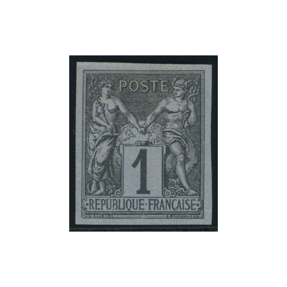 Sage Type II YT 37 - 1 c. noir s. azuré - Neuf x cote 30 euro