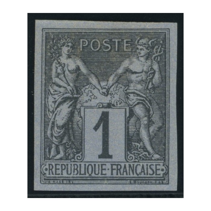 Sage Type II YT 37 - 1 c. noir s. azuré - Neuf x cote 30 euro