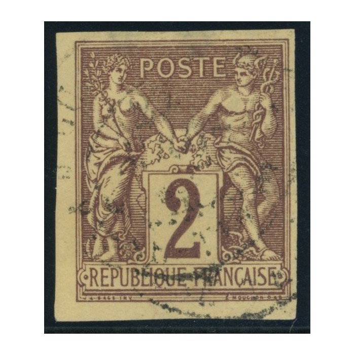 Sage Type II YT 38 - 2 c. lilas-brun - Oblitere cote 40 euro