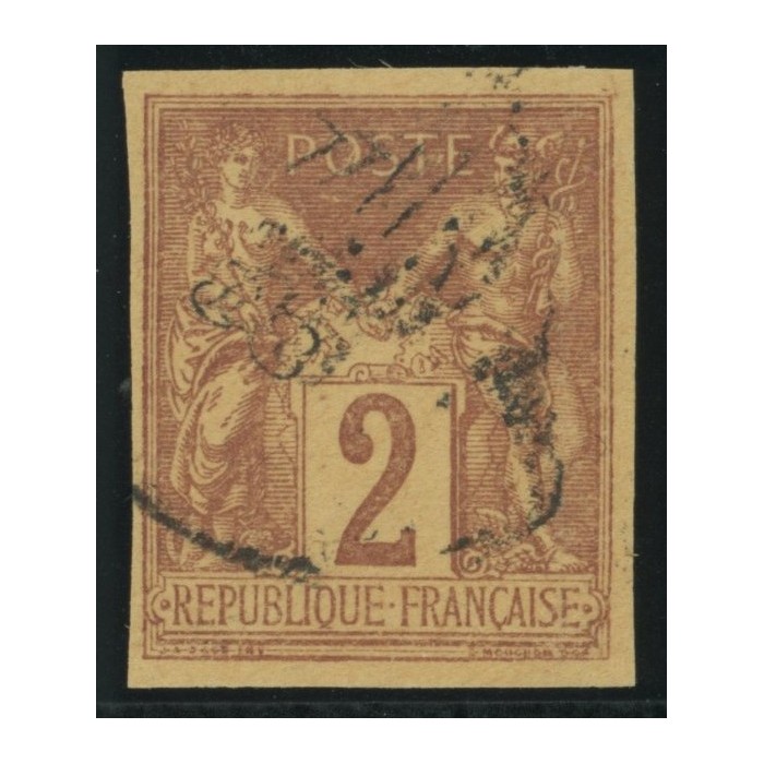 Sage Type II YT 38 - 2 c. lilas-brun - Oblitere cote 40 euro