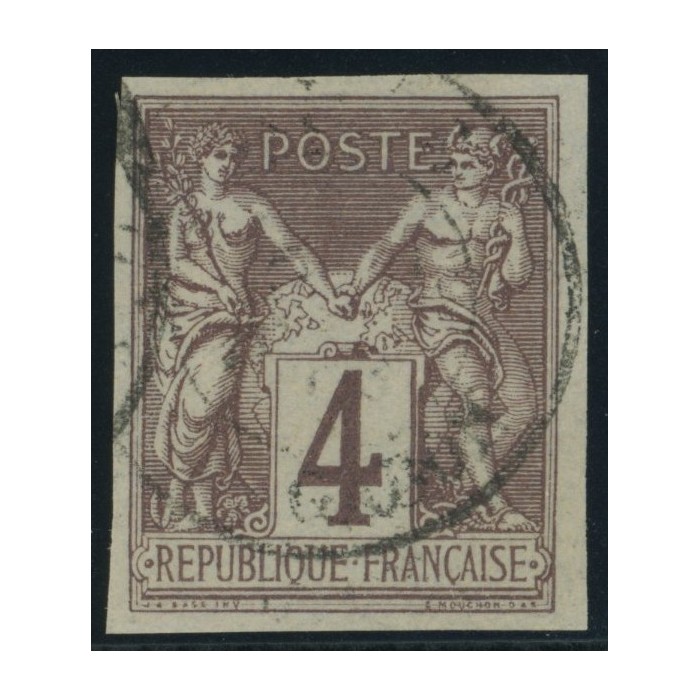 Sage Type II YT 39 - 4 c. lilas-brun s. gris - Oblitere cote 60 euro