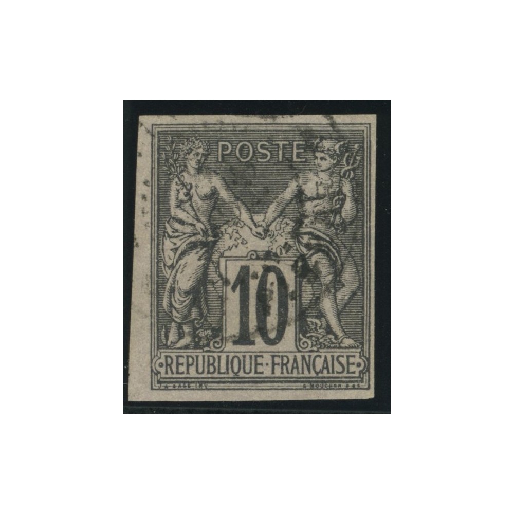 Sage Type II YT 40 - 10 c. noir s. lilas - Oblitere cote 35 euro