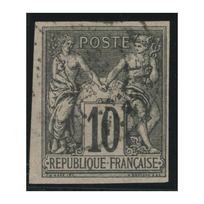 Sage Type II YT 40 - 10 c. noir s. lilas - Oblitere cote 35 euro