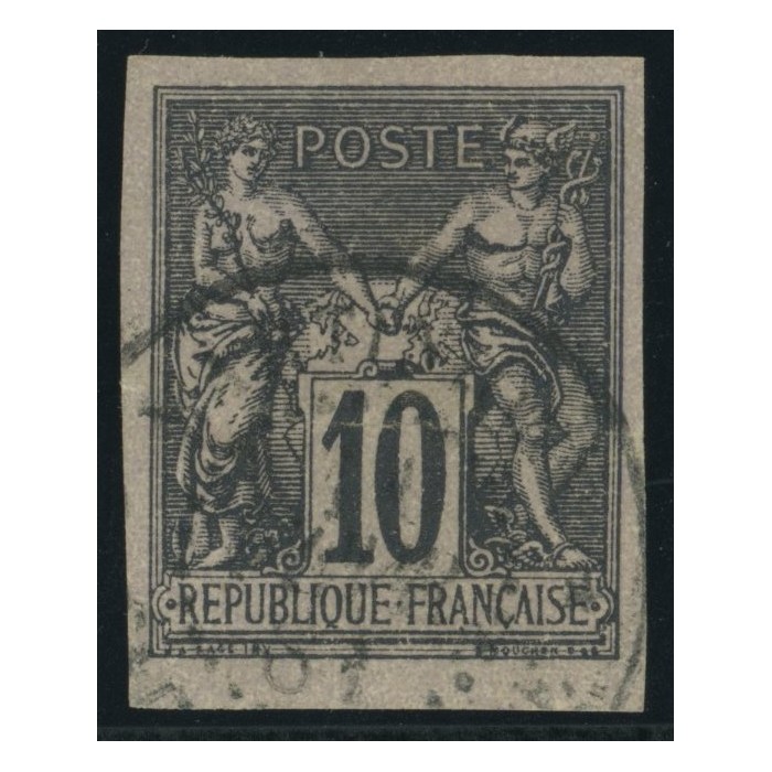 Sage Type II YT 40 - 10 c. noir s. lilas - Oblitere cote 35 euro