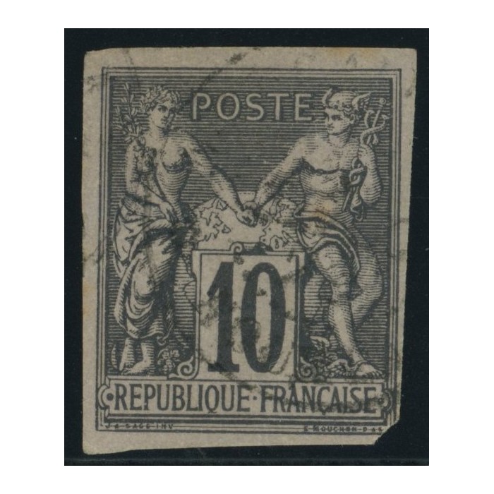 Sage Type II YT 40 - 10 c. noir s. lilas - Oblitere cote 35 euro