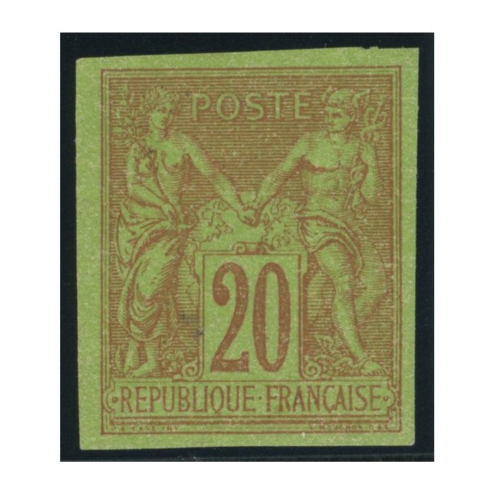 Sage Type II YT 42 - 20 c. brique s. vert - Neuf x cote 120 euro