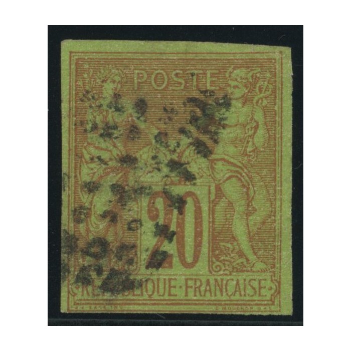 Sage Type II YT 42 - 20 c. brique s. vert - Oblitere cote 25 euro