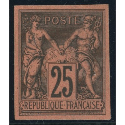 Sage Type II YT 43 - 25 c. noir s. rouge - Neuf x cote 810 euro