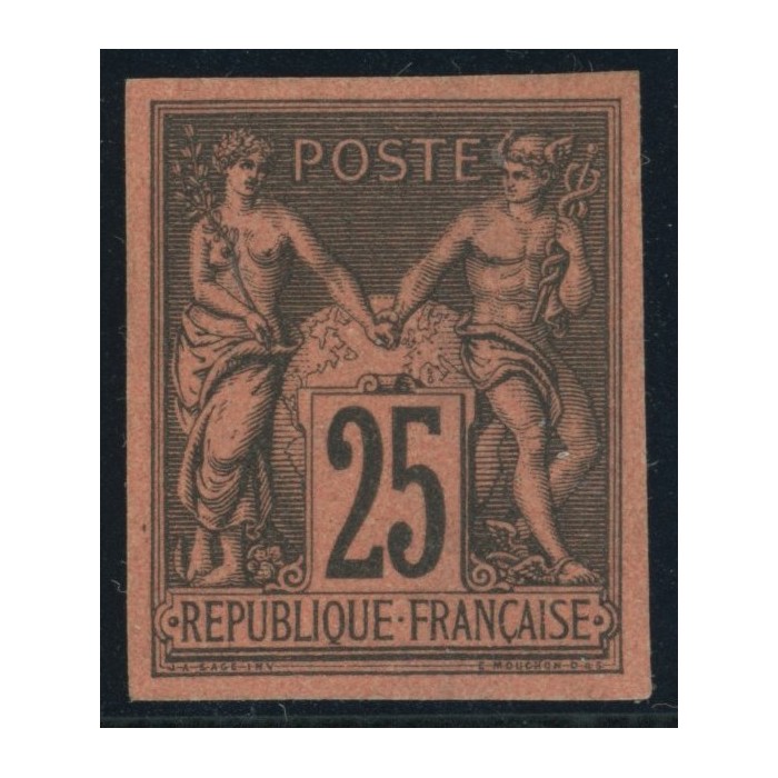 Sage Type II YT 43 - 25 c. noir s. rouge - Neuf x cote 810 euro