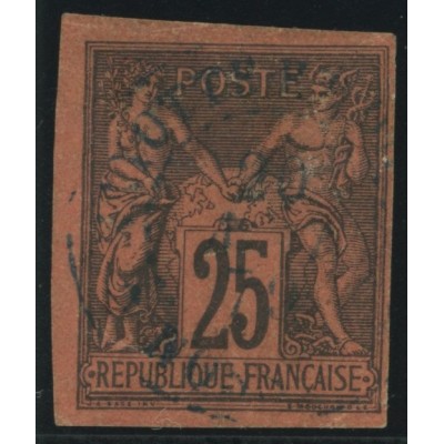 Sage Type II YT 43 - 25 c. noir s. rouge - Oblitere cote 350 euro