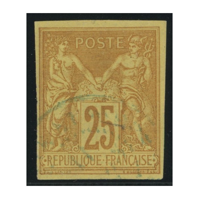 Sage Type II TY 44 - 25 c. jaune-bistre - Oblitere cote 42 euro - Signé Brun