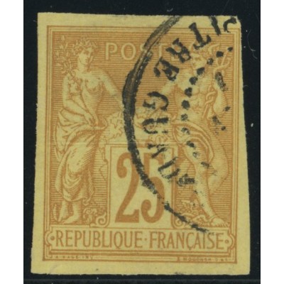 Sage Type II TY 44 - 25 c. jaune-bistre - Oblitere cote 42 euro