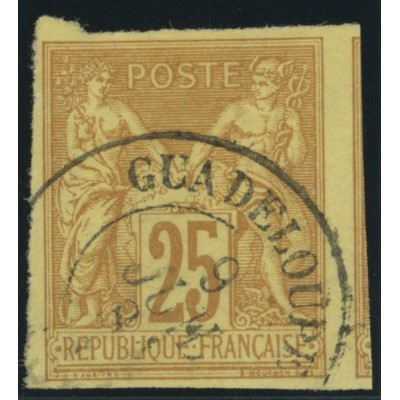 Sage Type II TY 44 - 25 c. jaune-bistre - Oblitere cote 42 euro