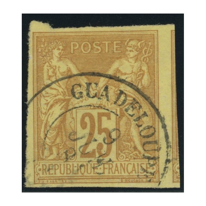 Sage Type II TY 44 - 25 c. jaune-bistre - Oblitere cote 42 euro