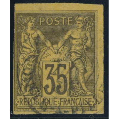 Sage Type II YT 45 - 35 c. violet-noir s. jaune - Oblitere cote 43 euro