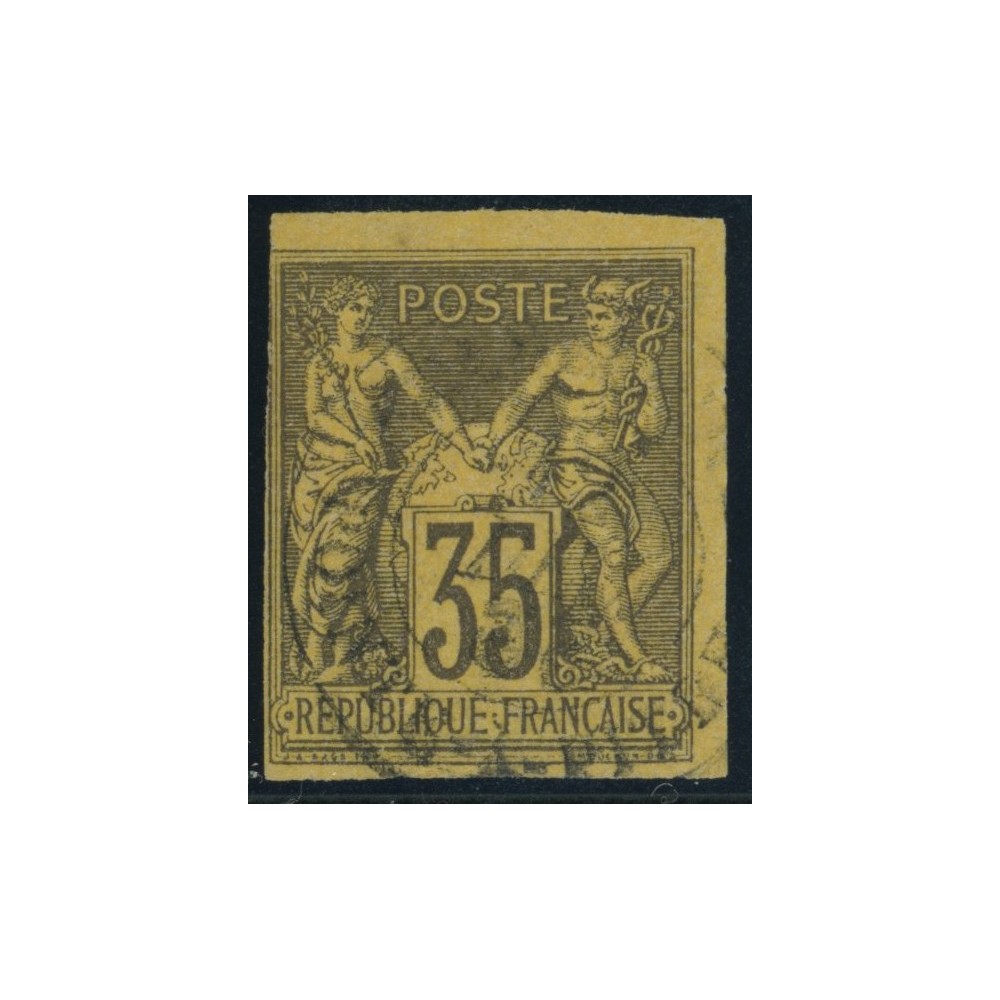 Sage Type II YT 45 - 35 c. violet-noir s. jaune - Oblitere cote 43 euro