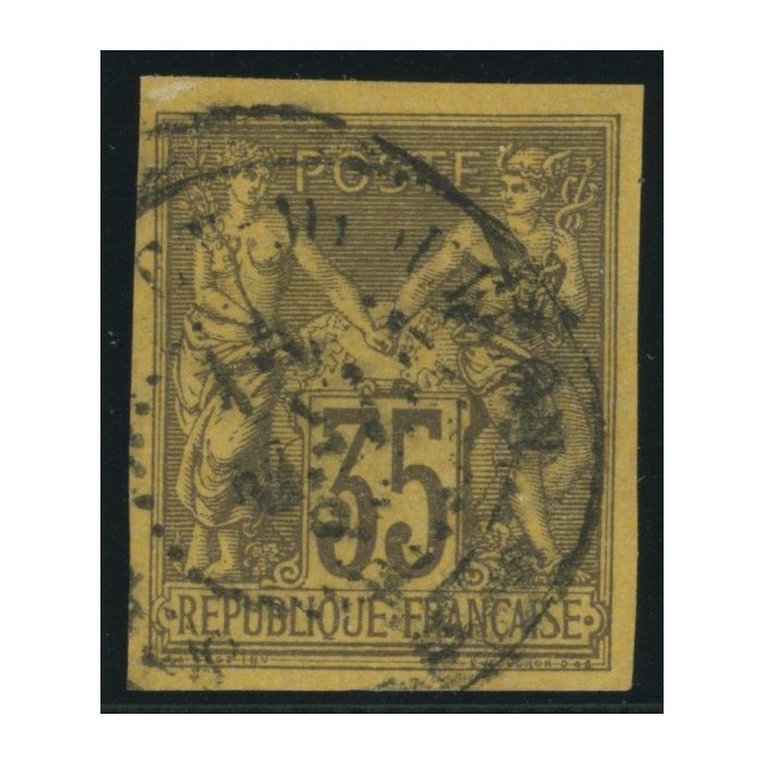 Sage Type II YT 45 - 35 c. violet-noir s. jaune - Oblitere cote 43 euro