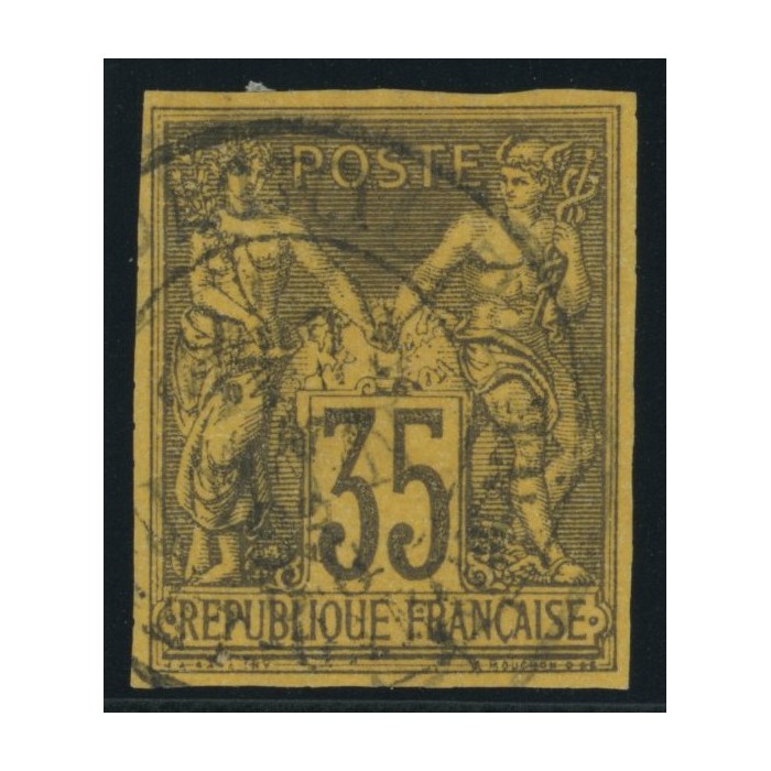 Sage Type II YT 45 - 35 c. violet-noir s. jaune - Oblitere cote 43 euro