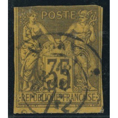 Sage Type II YT 45 - 35 c. violet-noir s. jaune - Oblitere cote 43 euro