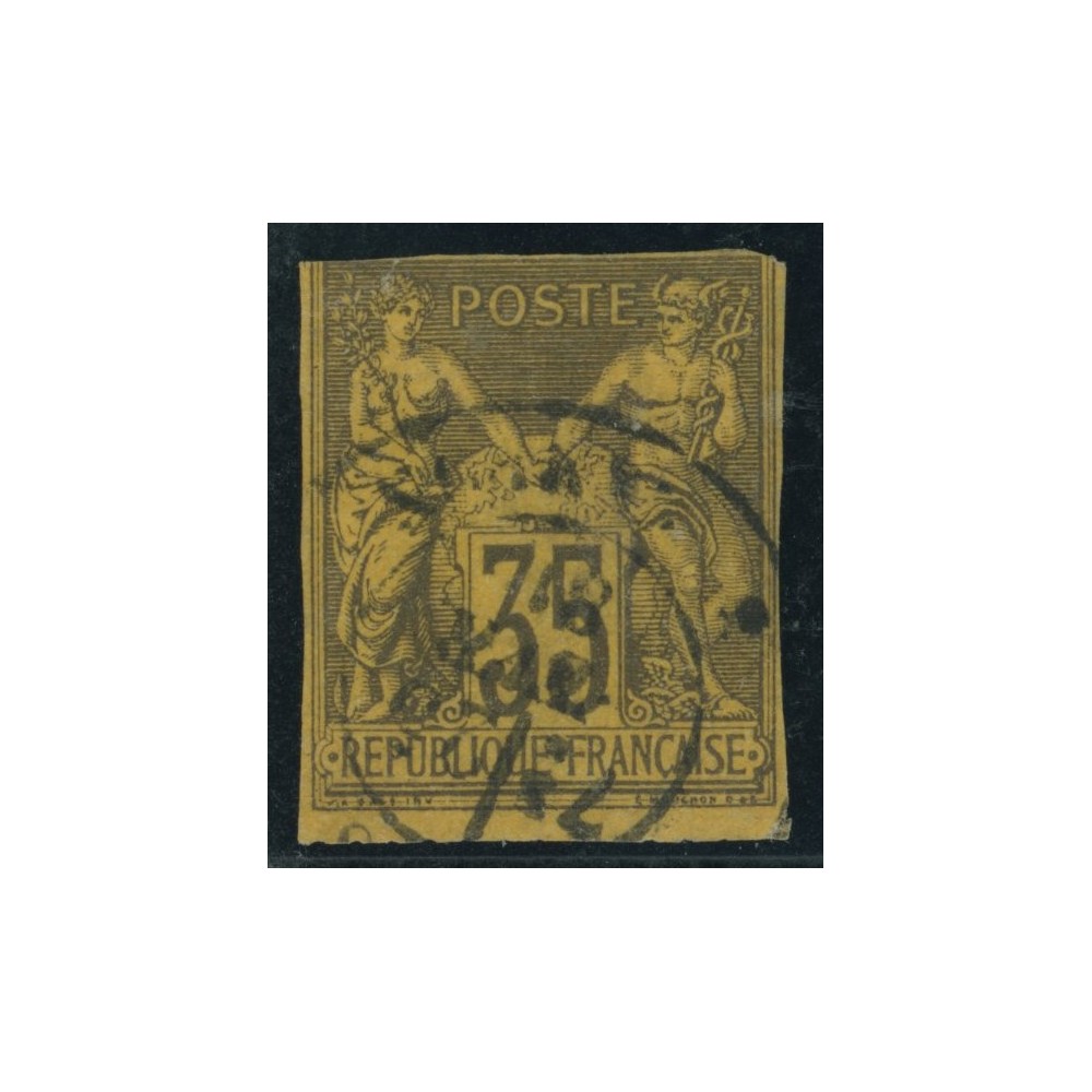 Sage Type II YT 45 - 35 c. violet-noir s. jaune - Oblitere cote 43 euro