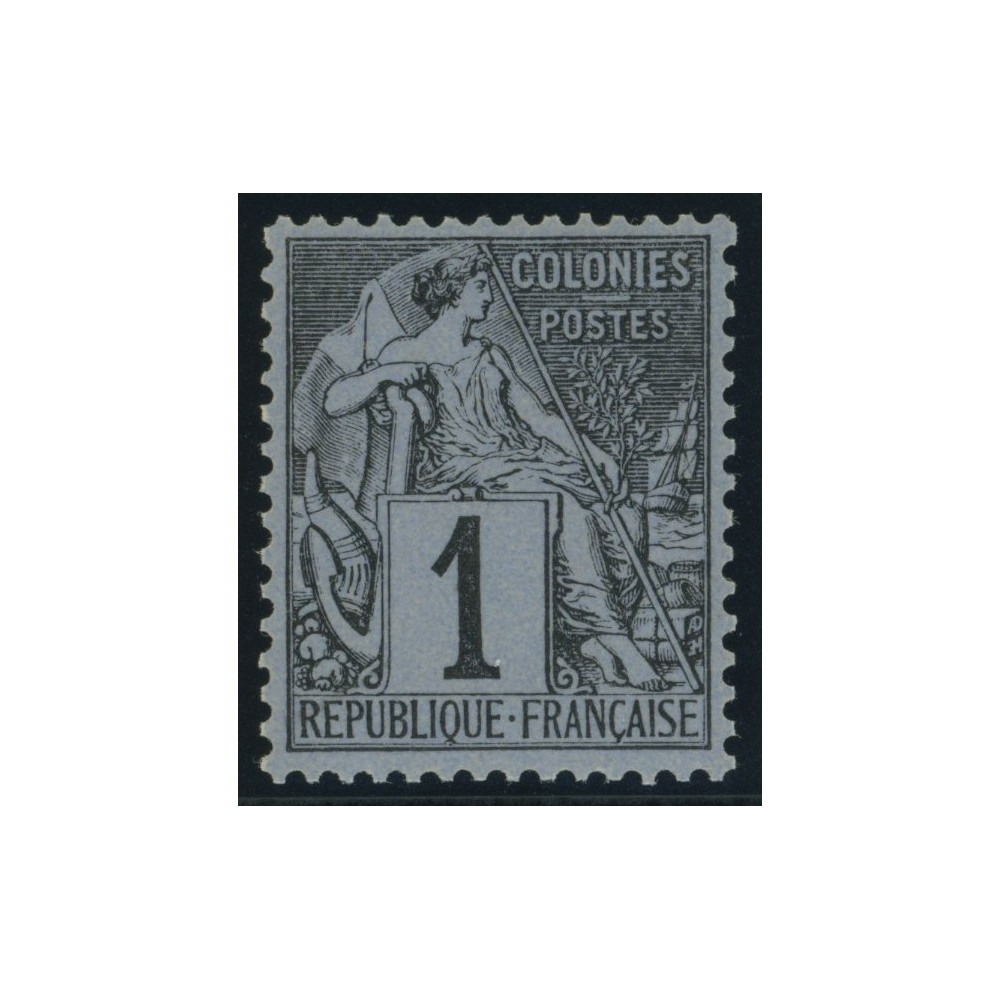 Alphée Dubois YT 46 - 1 c. noir s. azuré - Neuf x cote 7,5 euro