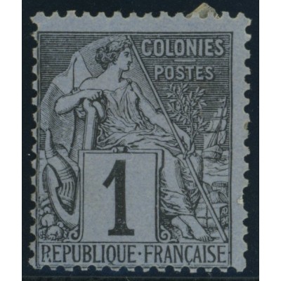 Alphée Dubois YT 46 - 1 c. noir s. azuré - Neuf x cote 7,5 euro