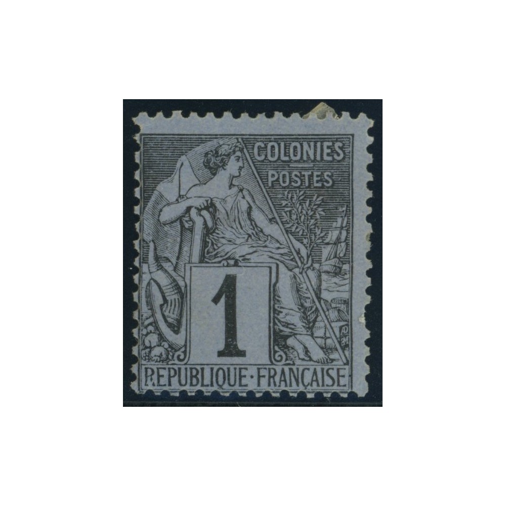 Alphée Dubois YT 46 - 1 c. noir s. azuré - Neuf x cote 7,5 euro