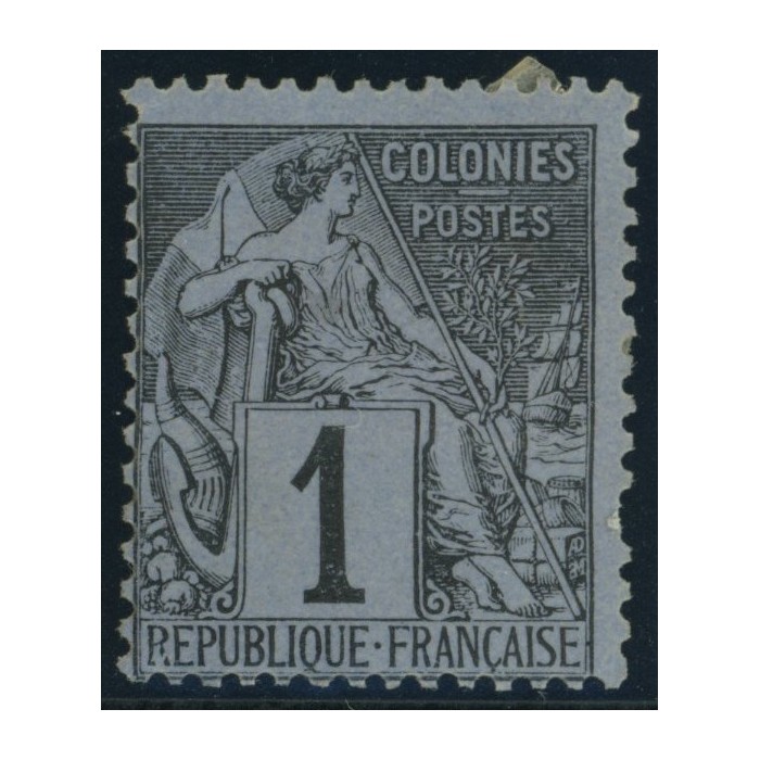 Alphée Dubois YT 46 - 1 c. noir s. azuré - Neuf x cote 7,5 euro