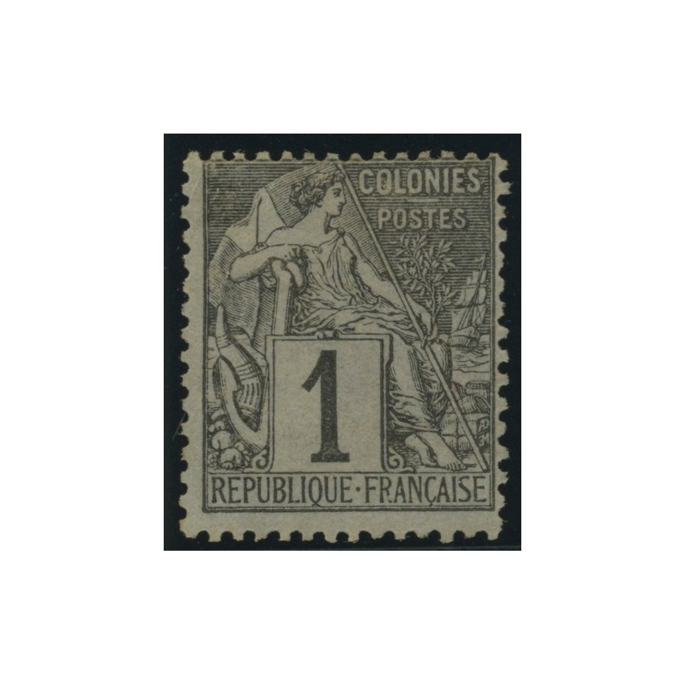 Alphée Dubois YT 46 - 1 c. noir s. azuré - Neuf x cote 7,5 euro