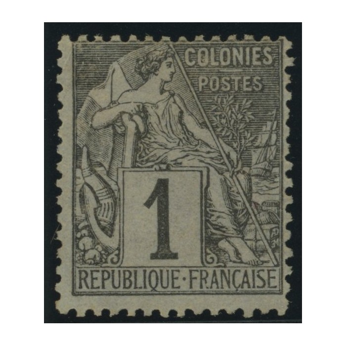 Alphée Dubois YT 46 - 1 c. noir s. azuré - Neuf x cote 7,5 euro