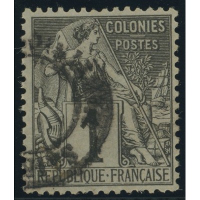 Alphée Dubois YT 46 - 1 c. noir s. azuré - Oblitere cote 6,5 euro