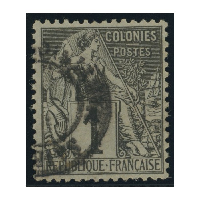 Alphée Dubois YT 46 - 1 c. noir s. azuré - Oblitere cote 6,5 euro