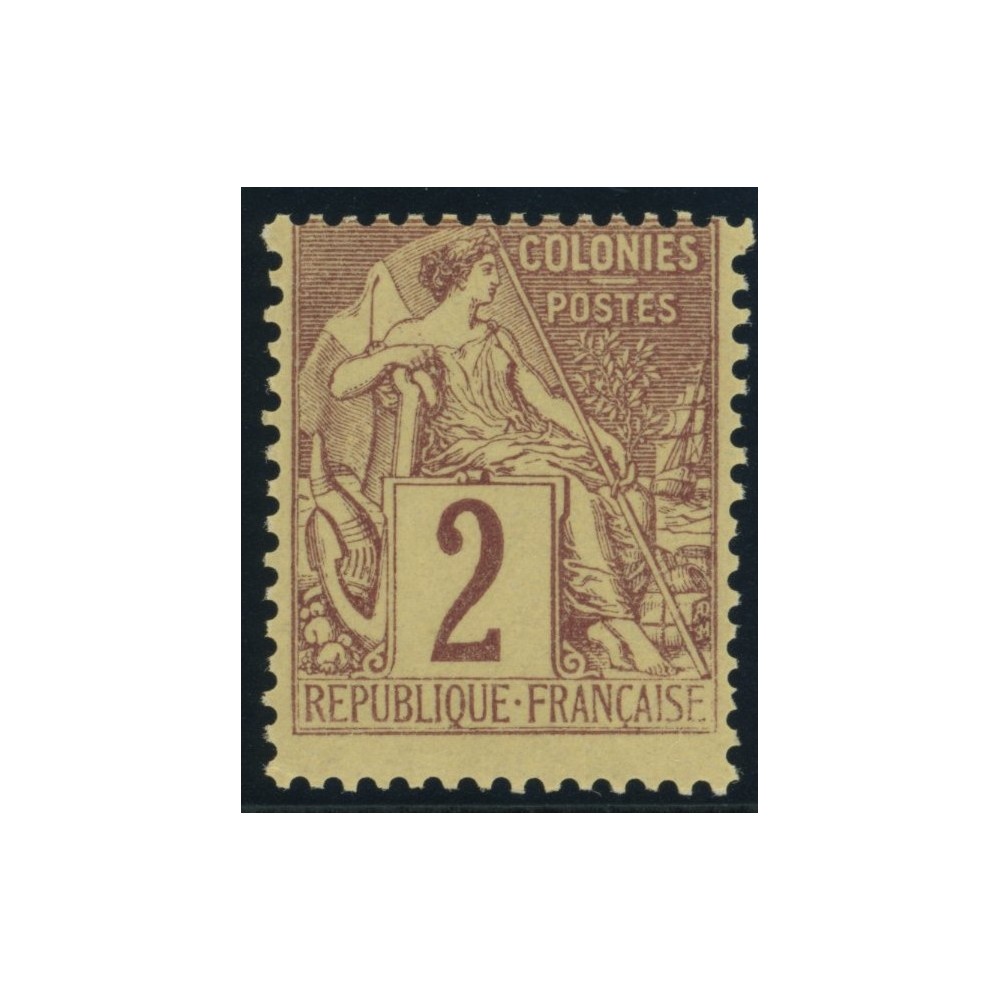 Alphée Dubois YT 47 - 2 c. lilas-brun s. paille - Neuf xx cote 7,5 euro