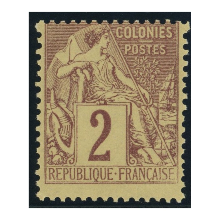 Alphée Dubois YT 47 - 2 c. lilas-brun s. paille - Neuf xx cote 7,5 euro