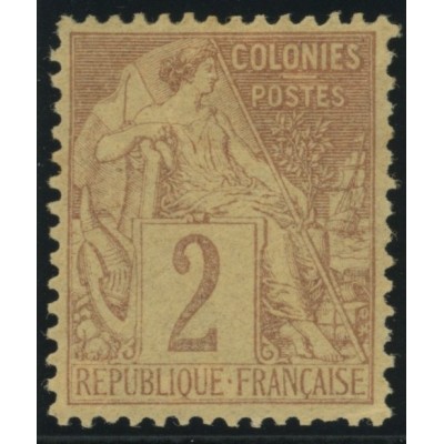 Alphée Dubois YT 47 - 2 c. lilas-brun s. paille - Neuf x cote 7,5 euro