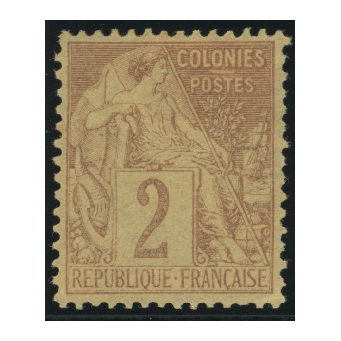 Alphée Dubois YT 47 - 2 c. lilas-brun s. paille - Neuf x cote 7,5 euro