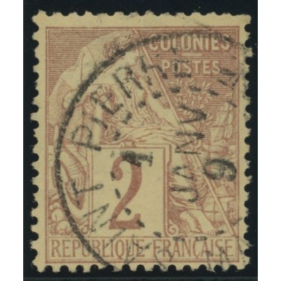 Alphée Dubois YT 47 - 2 c. lilas-brun s. paille - Oblitere cote 6,5 euro