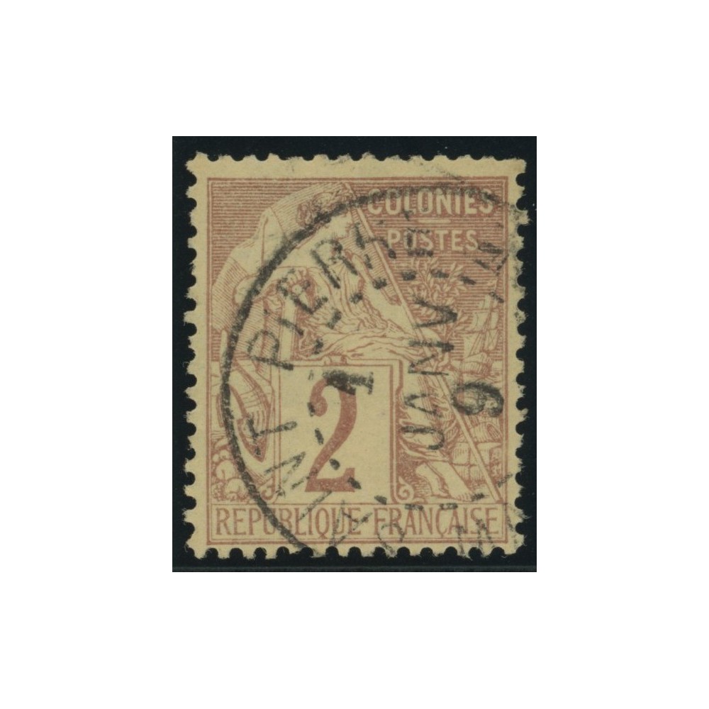 Alphée Dubois YT 47 - 2 c. lilas-brun s. paille - Oblitere cote 6,5 euro