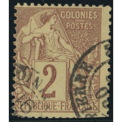 Alphée Dubois YT 47 - 2 c. lilas-brun s. paille - Oblitere cote 6,5 euro