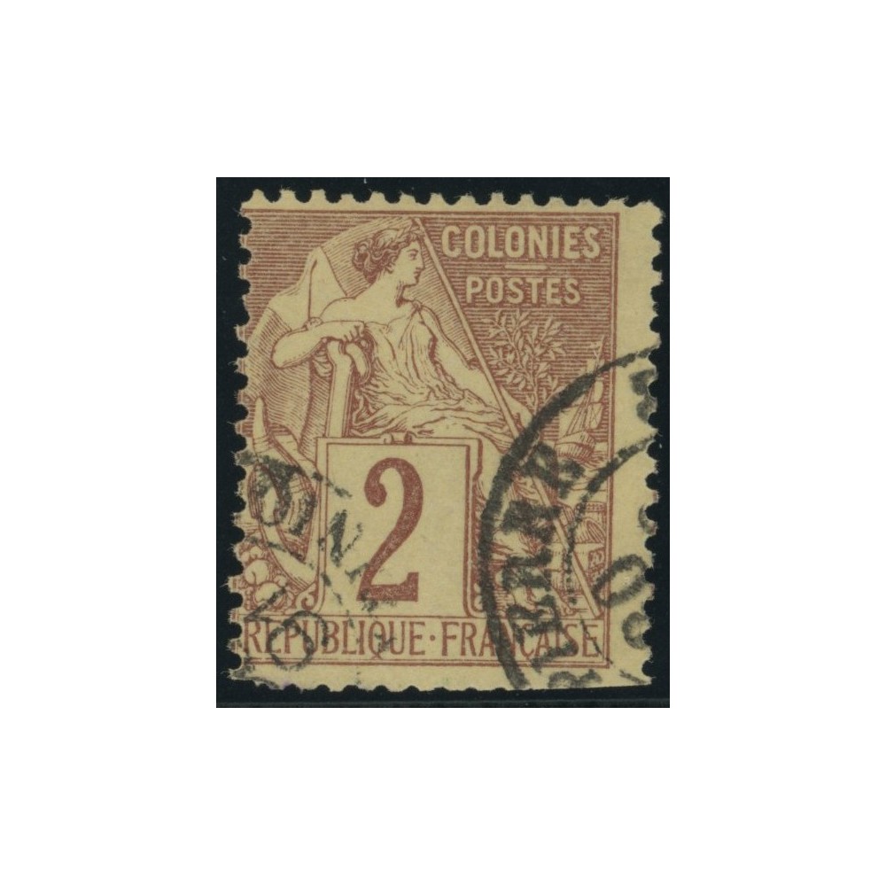 Alphée Dubois YT 47 - 2 c. lilas-brun s. paille - Oblitere cote 6,5 euro